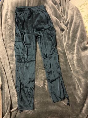 Ladies  Dark Teal Drawstring Cargo Pants